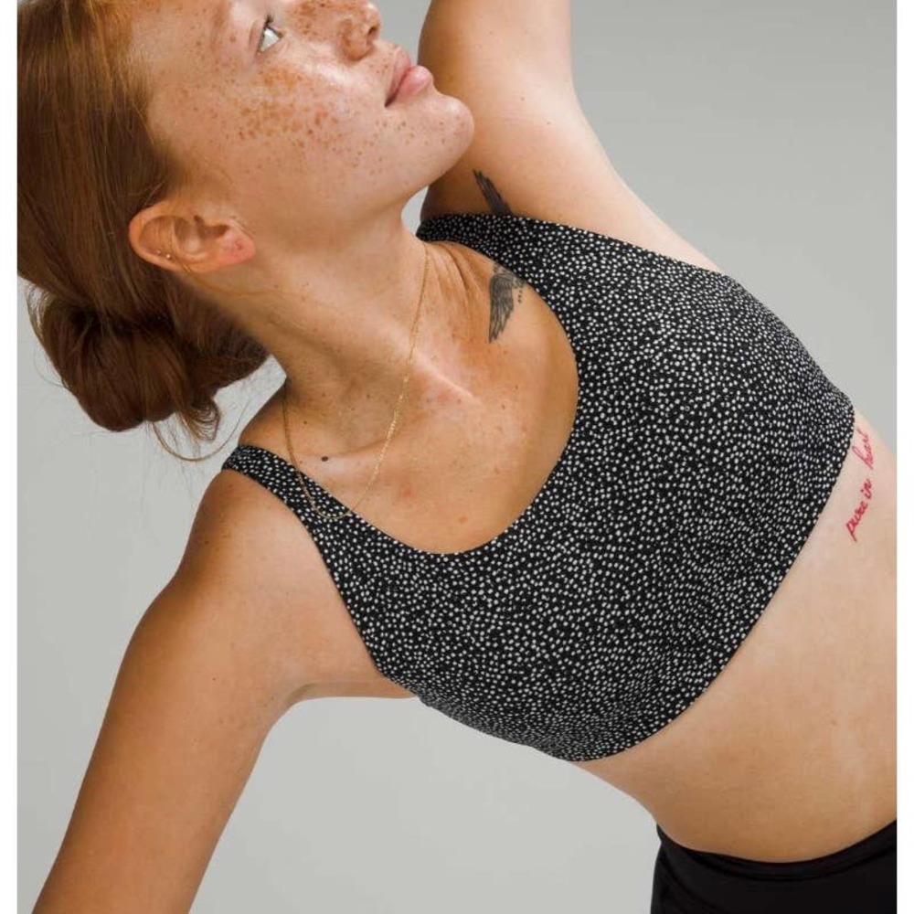 Lululemon In Alignment Straight Strap Bra, Double Dimension Starlight Black